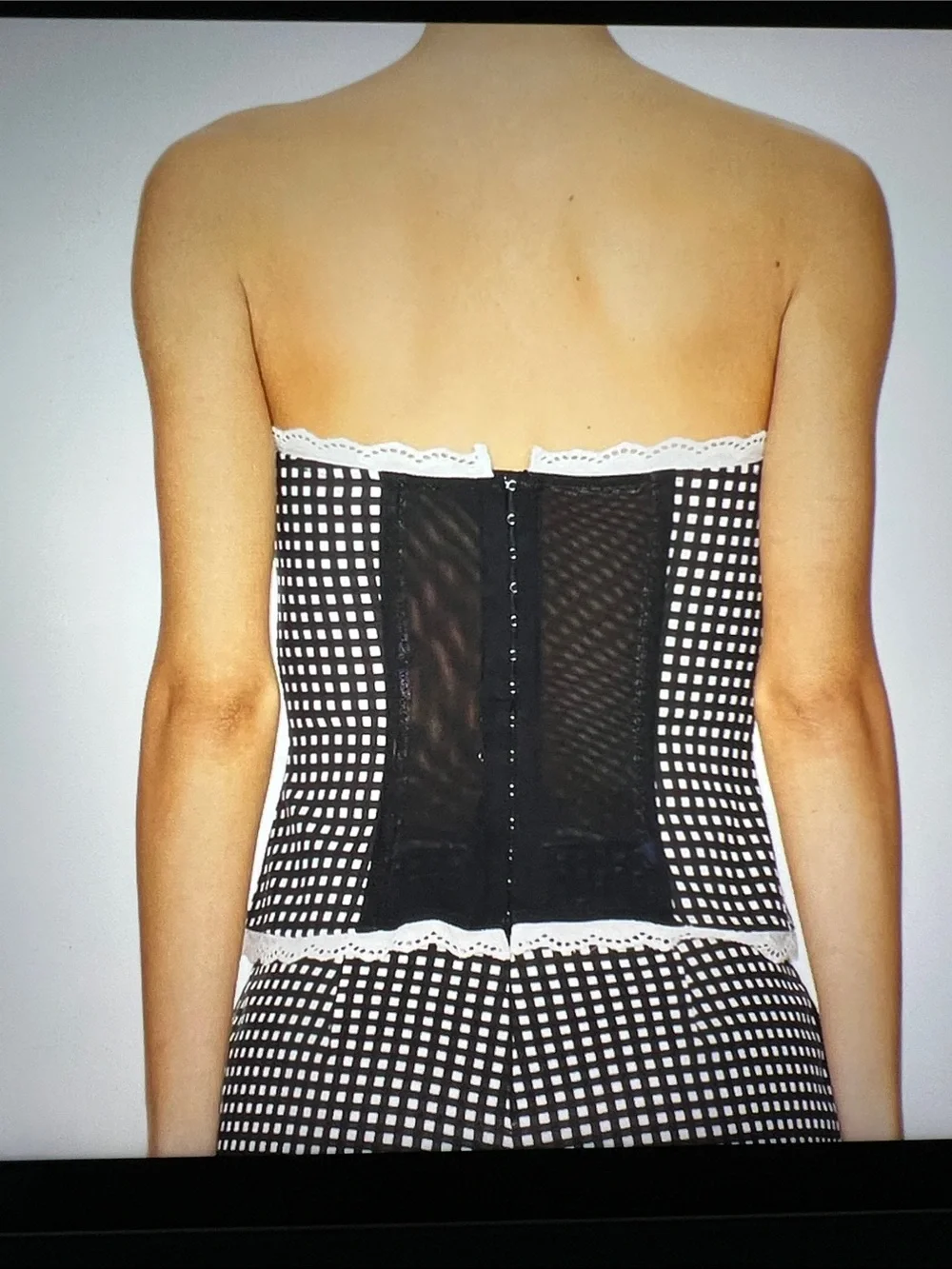 NWT WeWoreWhat Black & White Gingham Corset & Pant Set